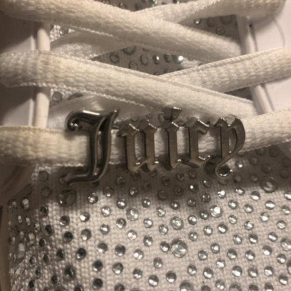 Juicy Couture Adana White Rhinestone Trainer Sneakers Lace-Up Chunky Size 6.5 - Picture 5 of 17